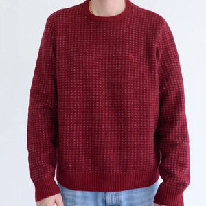 Penguin By Munsingwear Maroon  And Navy 80% Wool Knit Crew Neck Sweater Size XL